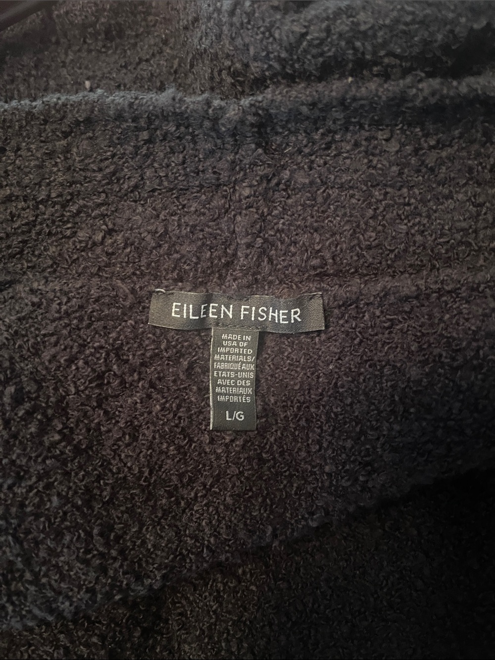 Eileen Fisher Black Textured Long Cardigan